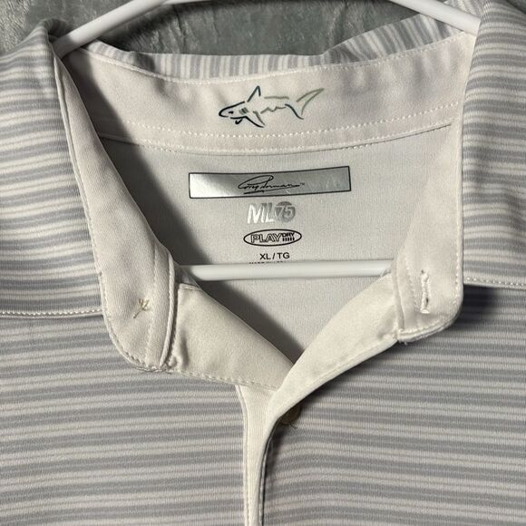 Greg Norman Gray Striped Short Sleeve Golf Polo Size XL - Picture 2 of 8